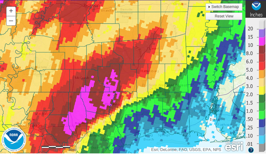 Storm Total Precip Estimate from the NWS