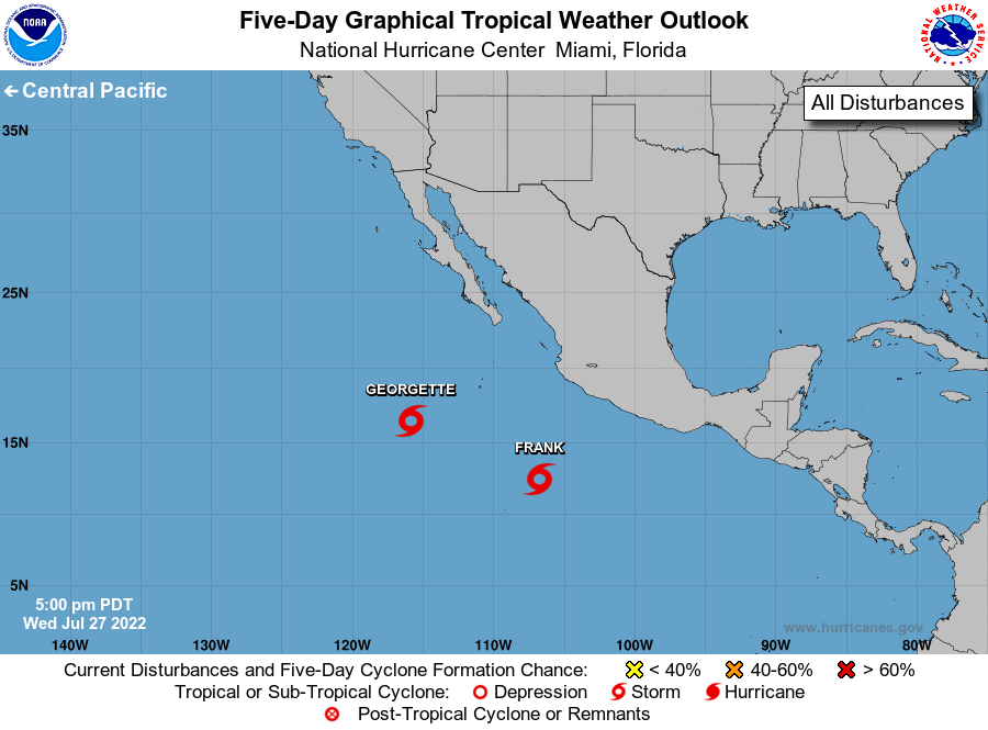East Pacific tropical activity calming amid cool waters